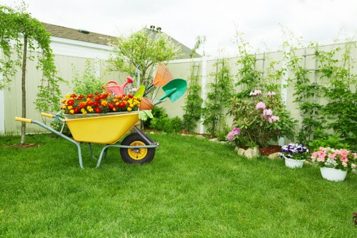 Inspector reviewing garden maintenance records on site